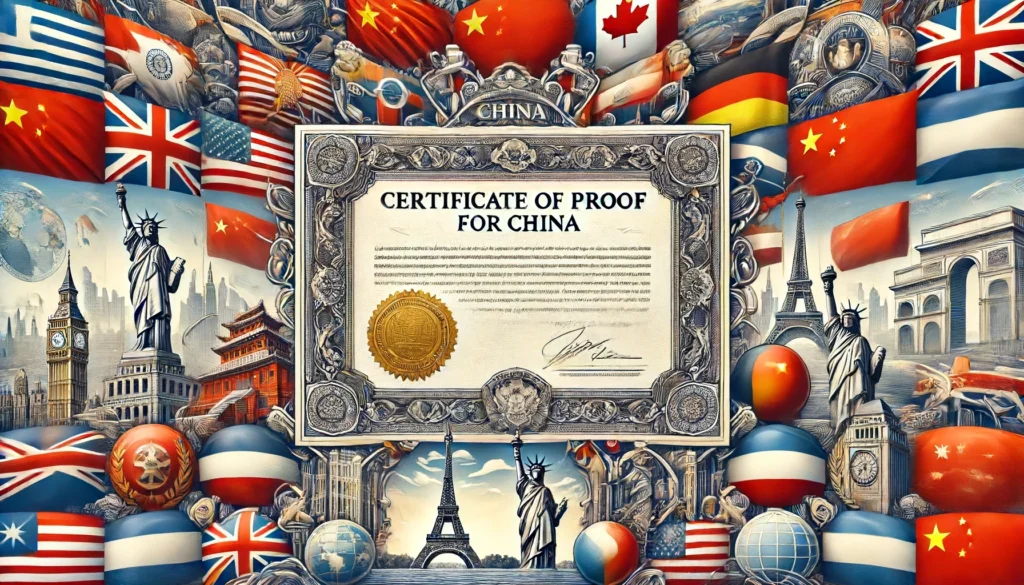 Certificate of Proof for China